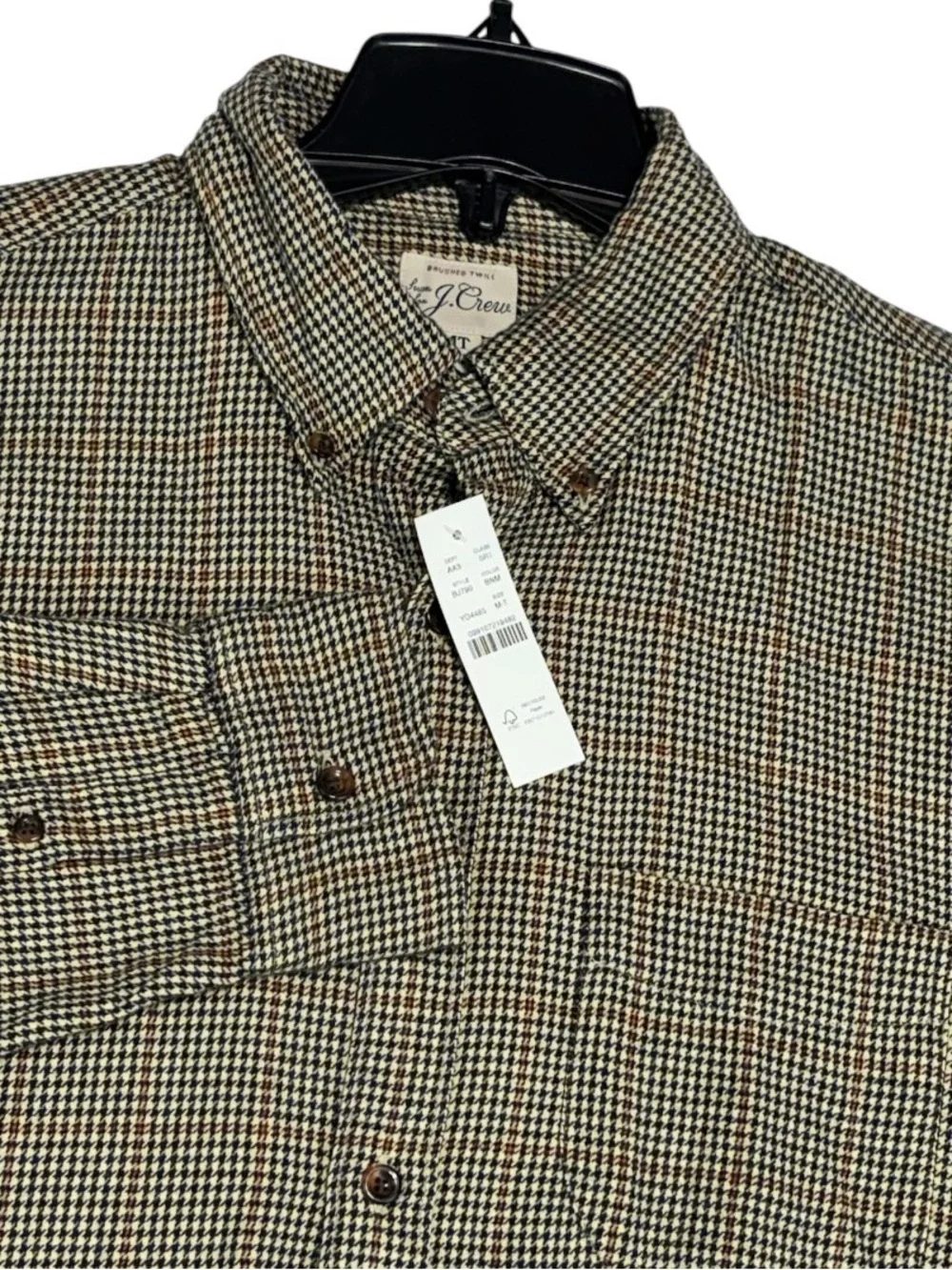 J. Crew Brushed Twill Houndstooth Shirt Button Down Men’s Medium Tall